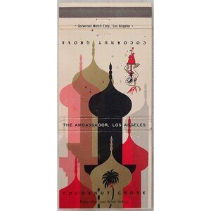 Vintage Matchbook Cover Cocoanut Grove Ambassador Hotel Los Angeles CA